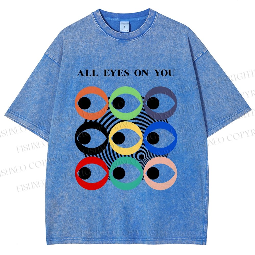 Unisex All Eyes On You Printed Washed Tee