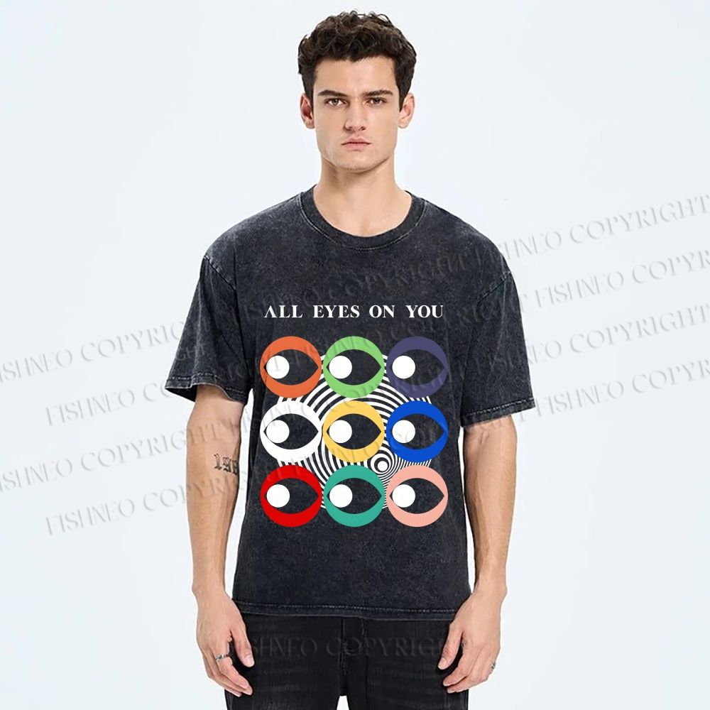 Unisex All Eyes On You Printed Washed Tee