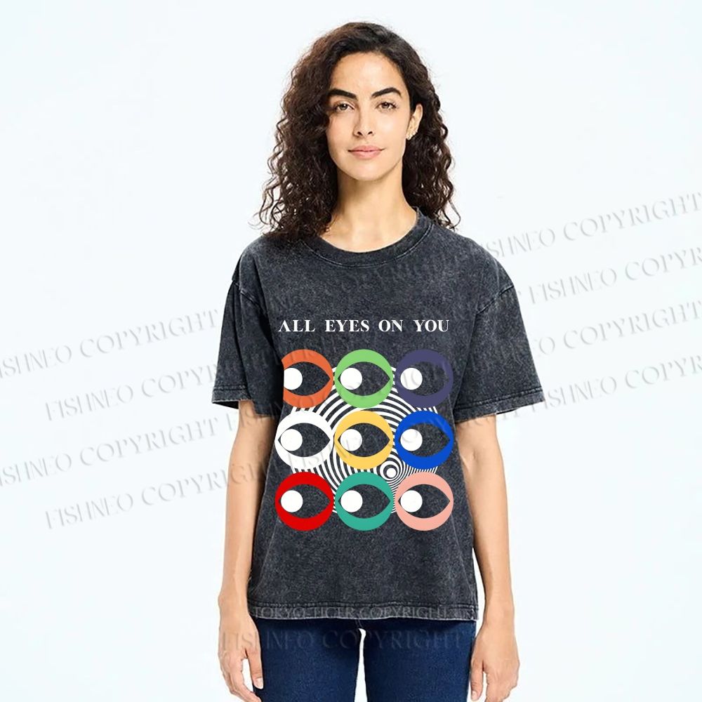 Unisex All Eyes On You Printed Washed Tee