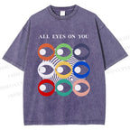 Unisex All Eyes On You Printed Washed Tee