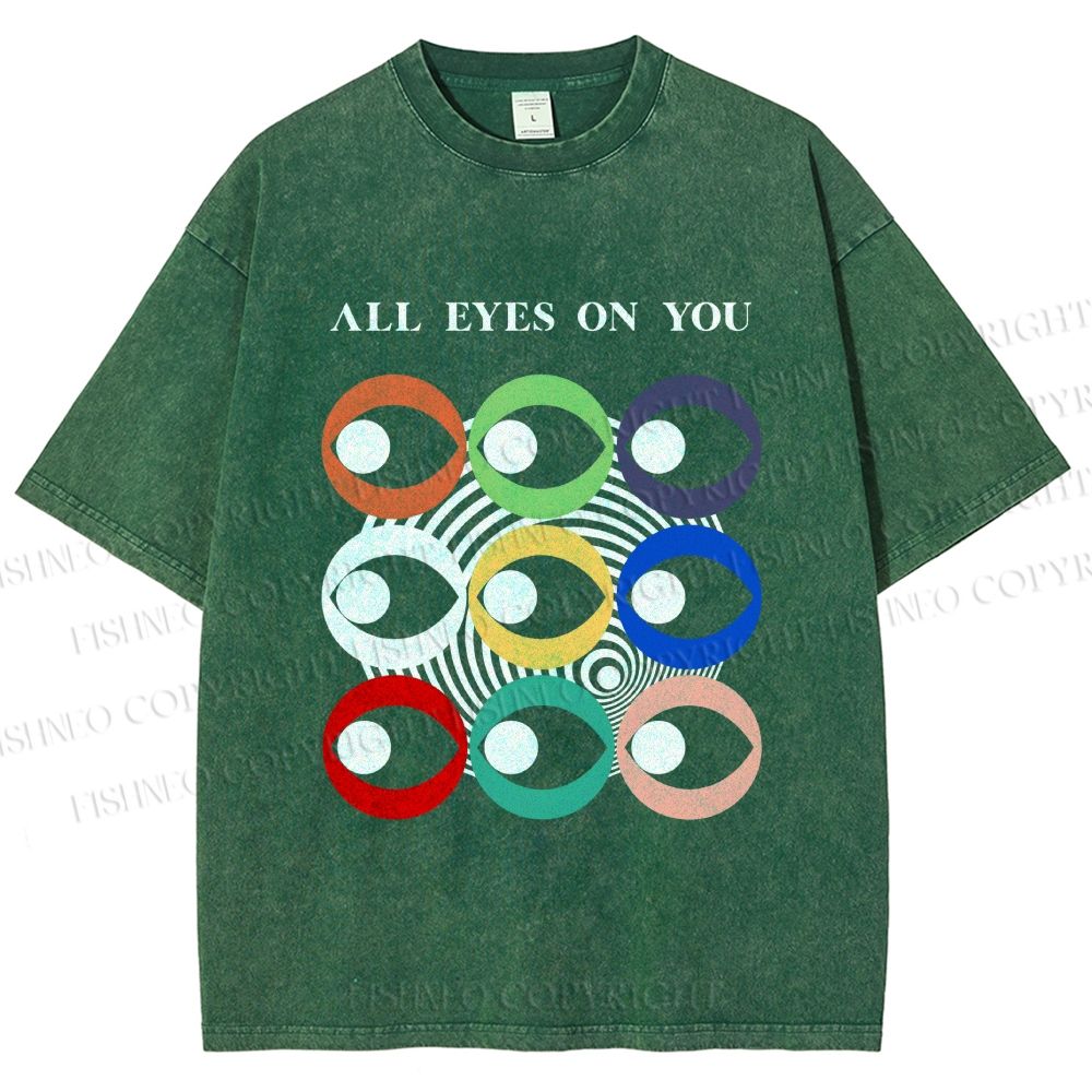 Unisex All Eyes On You Printed Washed Tee