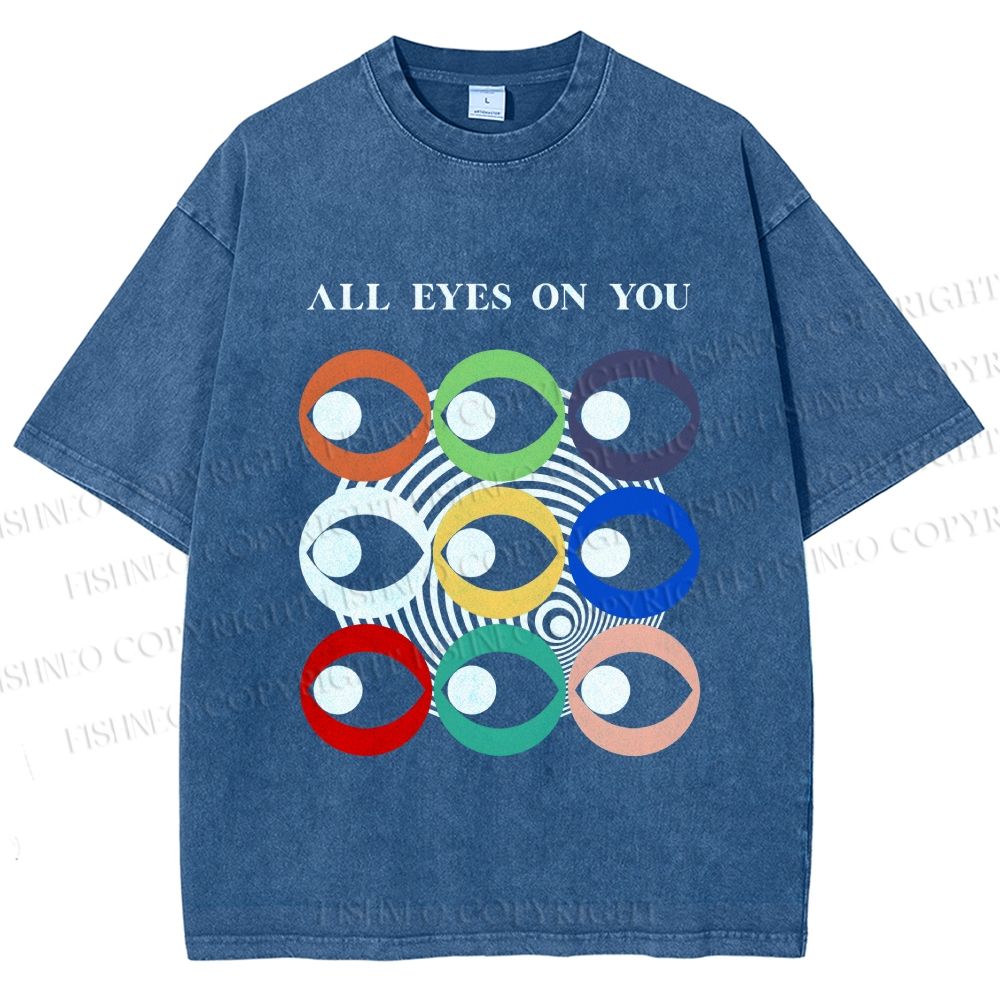 Unisex All Eyes On You Printed Washed Tee