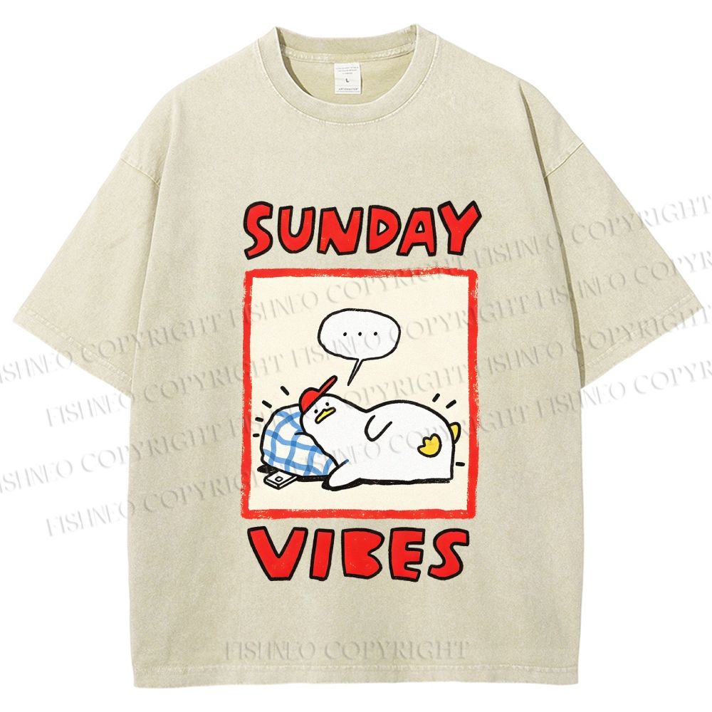 Unisex Sunday Vibes Printed Washed Tee
