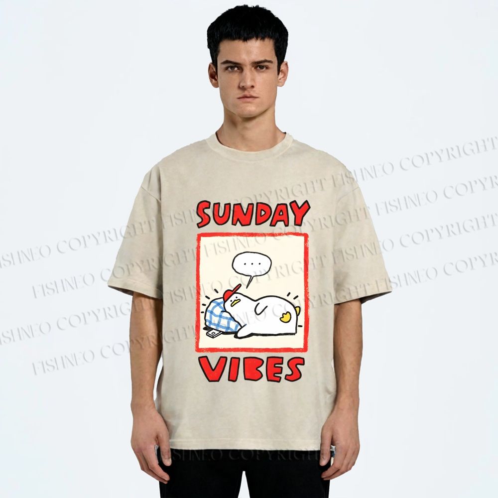Unisex Sunday Vibes Printed Washed Tee