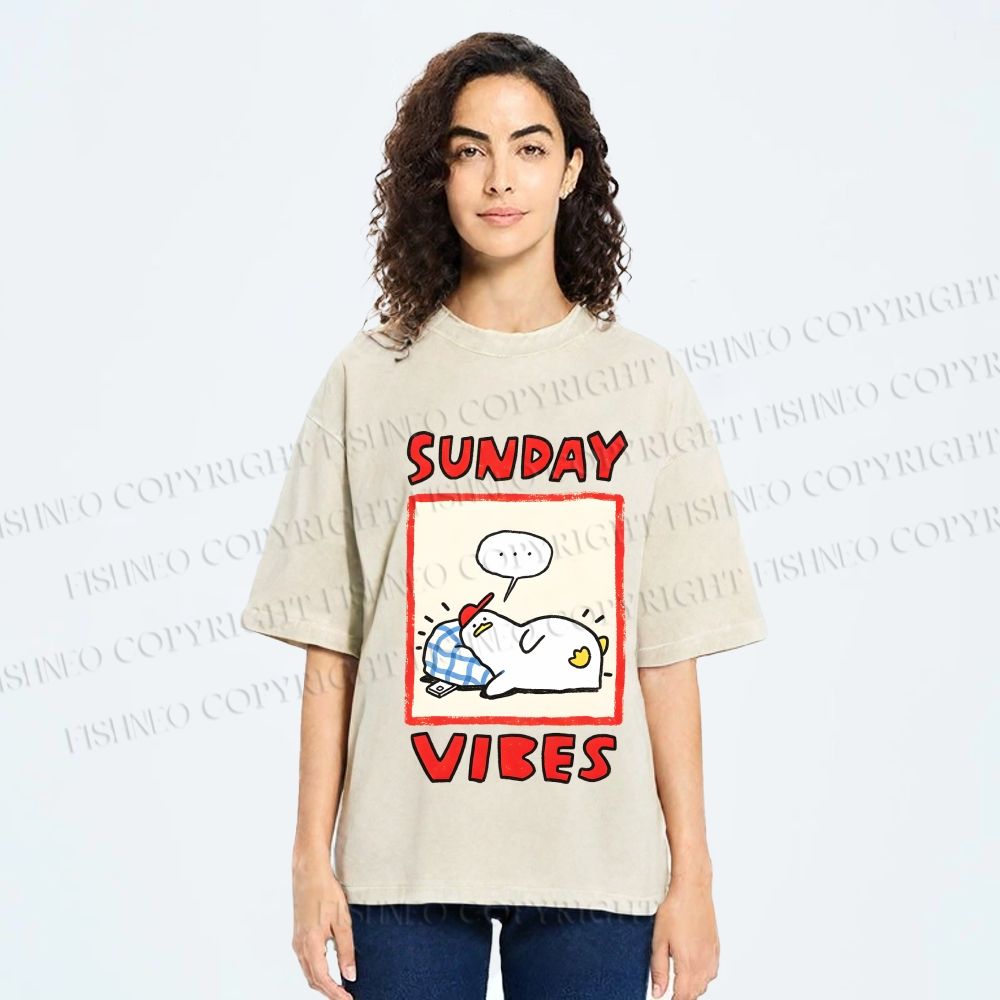 Unisex Sunday Vibes Printed Washed Tee