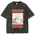 Unisex Sunday Vibes Printed Washed Tee