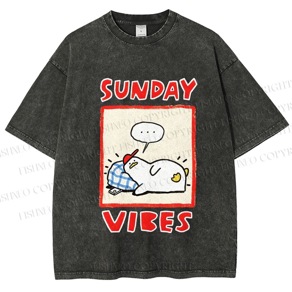 Unisex Sunday Vibes Printed Washed Tee