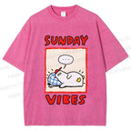 Unisex Sunday Vibes Printed Washed Tee