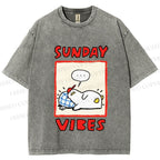 Unisex Sunday Vibes Printed Washed Tee