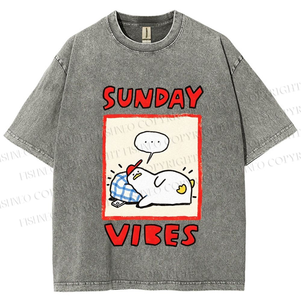 Unisex Sunday Vibes Printed Washed Tee
