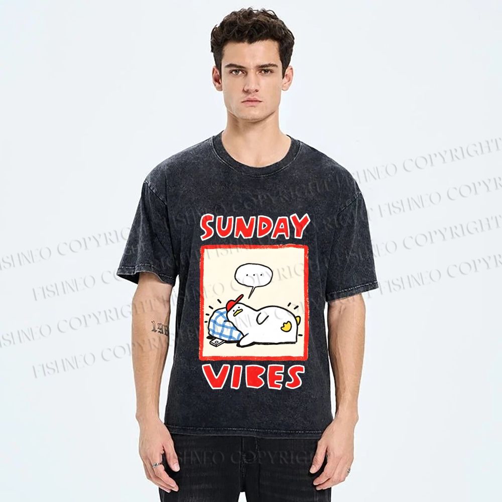 Unisex Sunday Vibes Printed Washed Tee