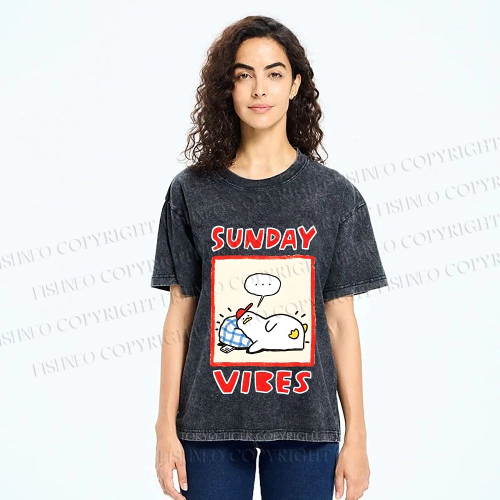 Unisex Sunday Vibes Printed Washed Tee