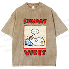 Unisex Sunday Vibes Printed Washed Tee