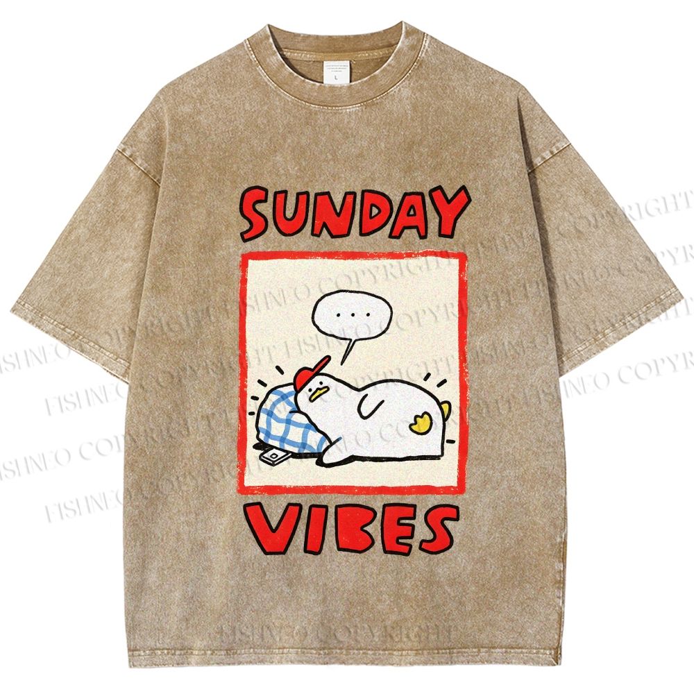 Unisex Sunday Vibes Printed Washed Tee