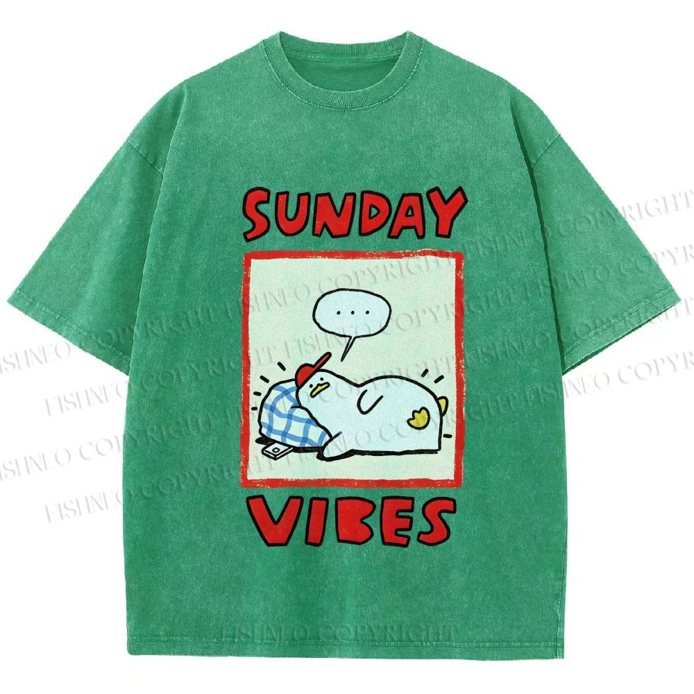 Unisex Sunday Vibes Printed Washed Tee
