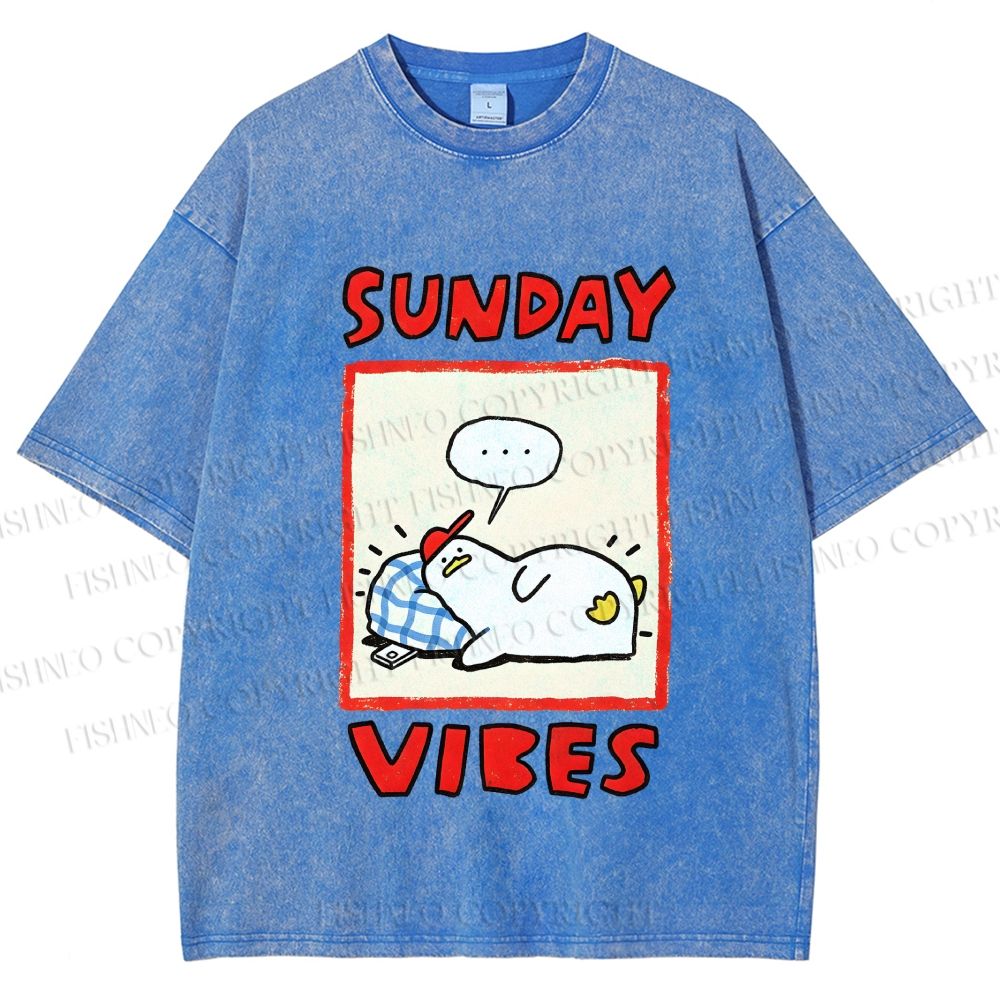 Unisex Sunday Vibes Printed Washed Tee