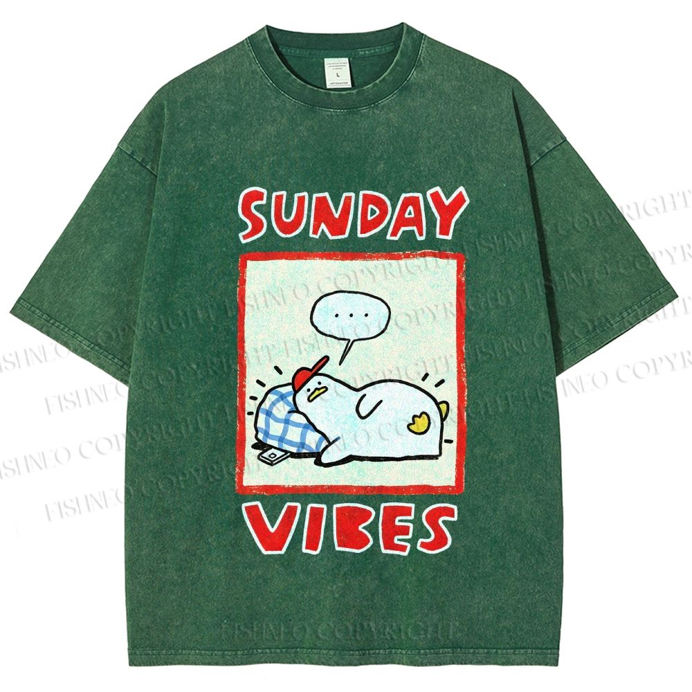 Unisex Sunday Vibes Printed Washed Tee