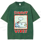 Unisex Sunday Vibes Printed Washed Tee