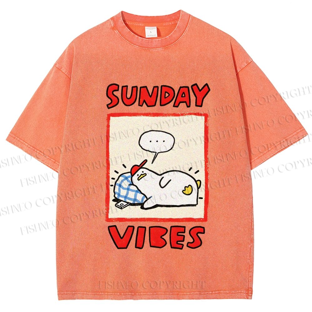 Unisex Sunday Vibes Printed Washed Tee