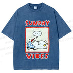 Unisex Sunday Vibes Printed Washed Tee