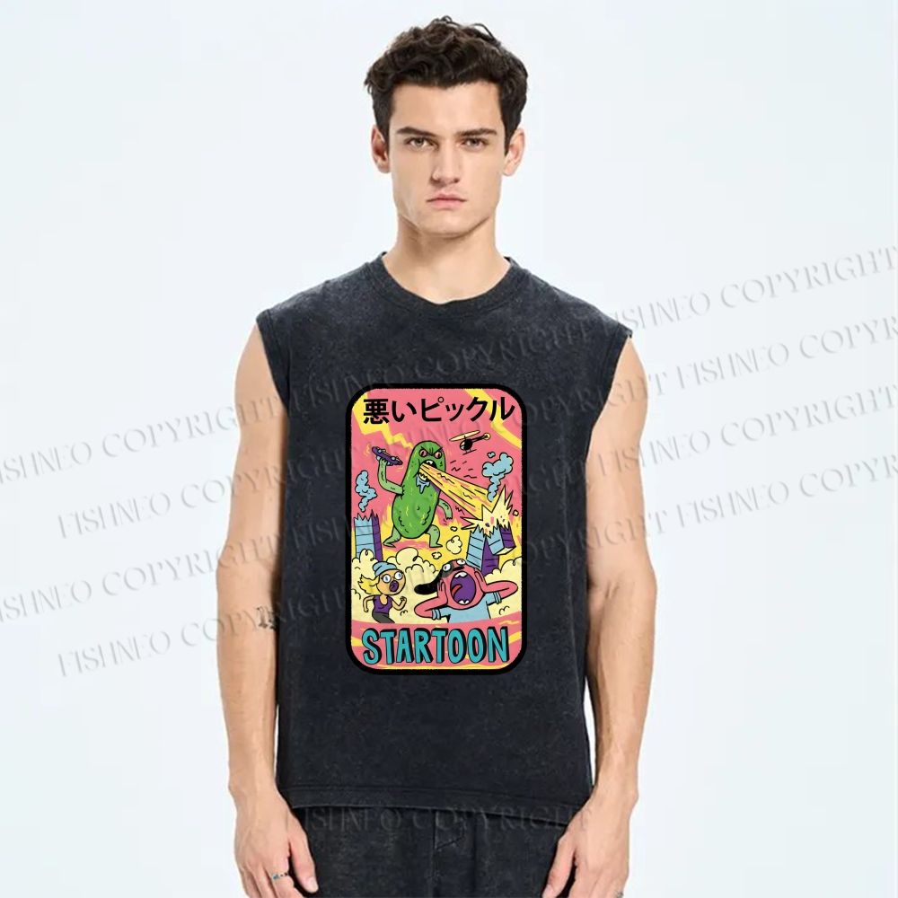 Unisex Dill with It Printed Washed Tank Top