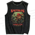Unisex Deep-sea Octopus Printed Washed Tank Top