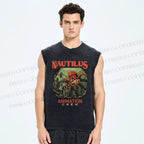 Unisex Deep-sea Octopus Printed Washed Tank Top