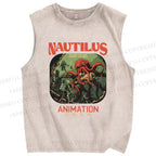 Unisex Deep-sea Octopus Printed Washed Tank Top