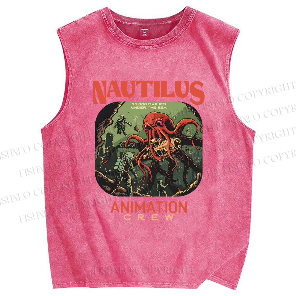 Unisex Deep-sea Octopus Printed Washed Tank Top