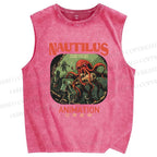Unisex Deep-sea Octopus Printed Washed Tank Top