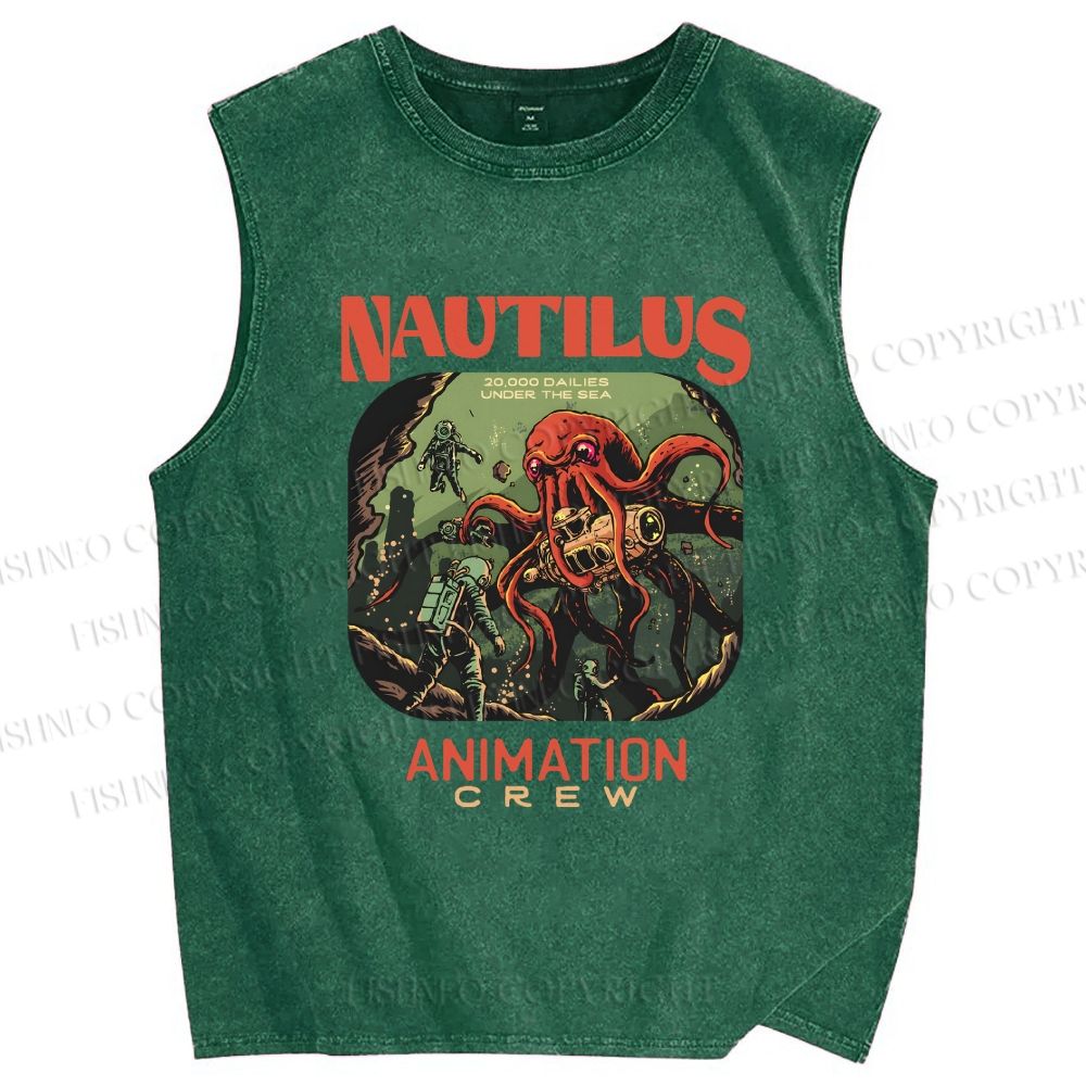 Unisex Deep-sea Octopus Printed Washed Tank Top