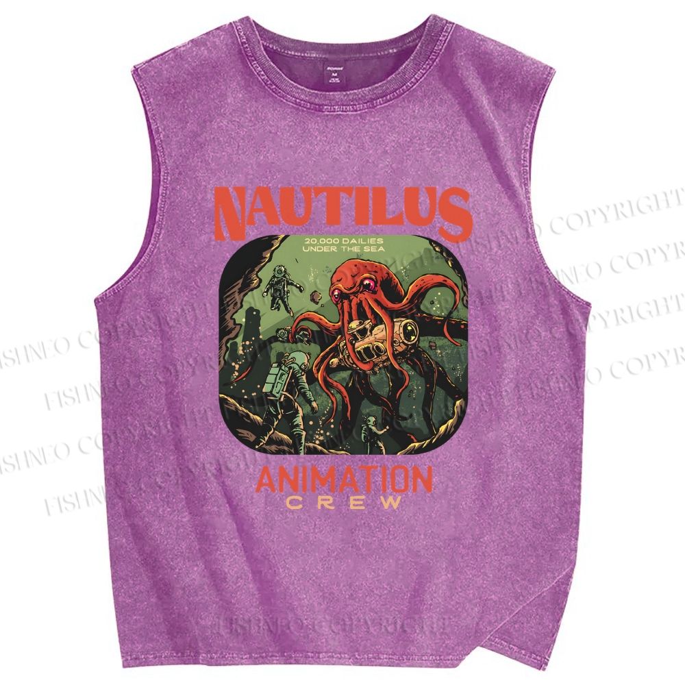 Unisex Deep-sea Octopus Printed Washed Tank Top