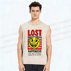 Unisex Lost Happiness Printed Washed Tank Top