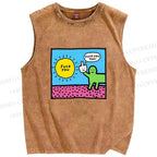 Unisex Fuck You Too Printed Washed Tank Top