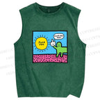 Unisex Fuck You Too Printed Washed Tank Top