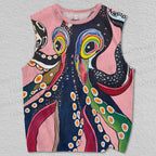 Unisex Giant Octopus Printed Tank Top