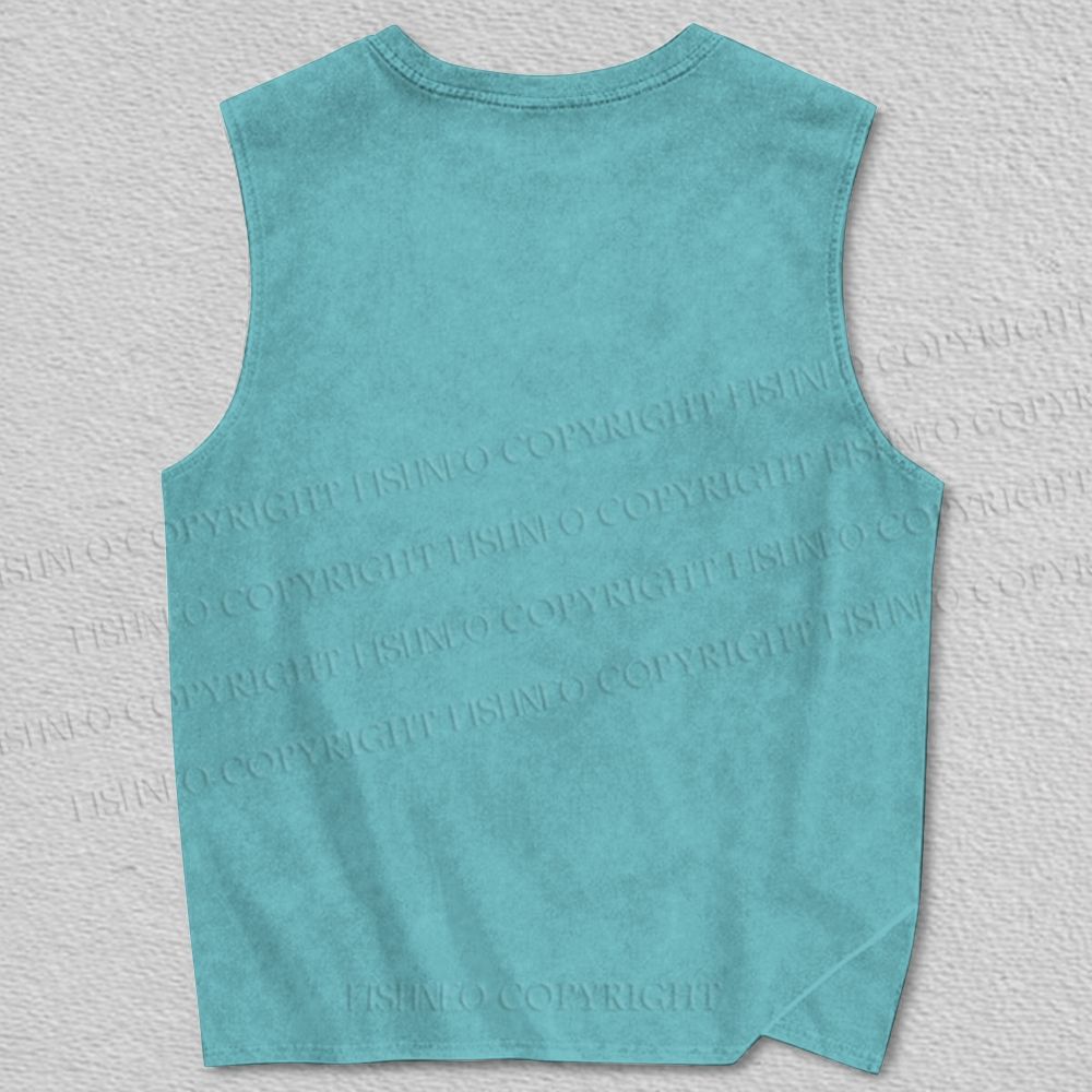 Unisex Octopus in Blue Printed Tank Top