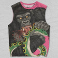 Unisex Vintage Gorilla vs Snake Printed Tank Top