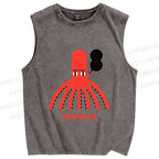 Unisex Oppapus Octopus Smoking Printed Washed Tank Top