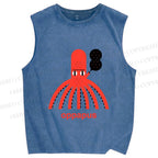 Unisex Oppapus Octopus Smoking Printed Washed Tank Top