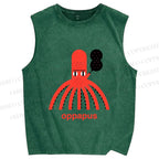 Unisex Oppapus Octopus Smoking Printed Washed Tank Top