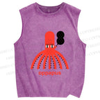 Unisex Oppapus Octopus Smoking Printed Washed Tank Top