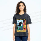 Unisex Giant Black Cat Everything is Out of Control Printed Washed Tee