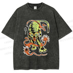 Unisex Vintage Panther Printed Washed Tee