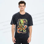 Unisex Vintage Panther Printed Washed Tee