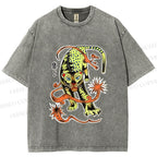 Unisex Vintage Panther Printed Washed Tee