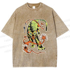 Unisex Vintage Panther Printed Washed Tee