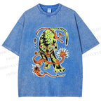 Unisex Vintage Panther Printed Washed Tee
