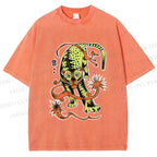 Unisex Vintage Panther Printed Washed Tee