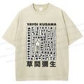 Unisex Yayoi Kusama Square Snake With Dots Printed Washed Tee